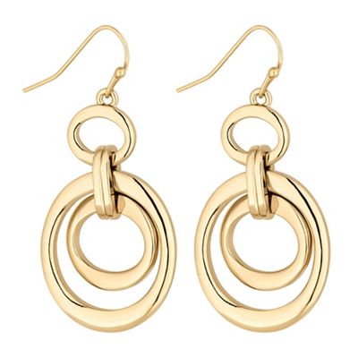 Designer gold oval link drop earring